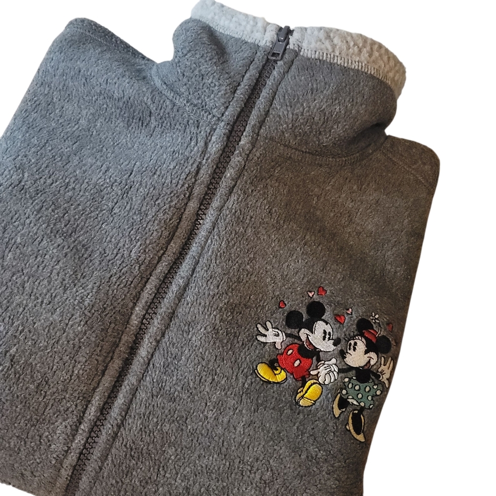 DISNEYLAND RESORT Womens Gray Fleece Jacket with Embroidered Characters SIZE (L) - Picture 6 of 8